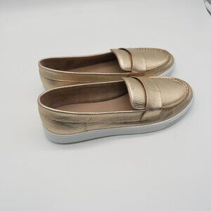 Elephantito Women's Metallic Gold Loafers With White Soles 6 NWOB